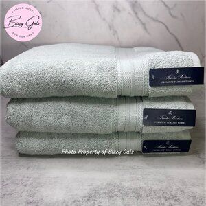 3 Brooks Brothers Sage Green Premium Turkish Bath Towels Set